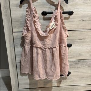 Pink Ruffle Sleeveless Top